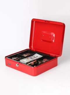 Portable Money Safe Box with Tray And Lock Red 25 x 20 x 9centimeter - v1579759868/N33856329A_3