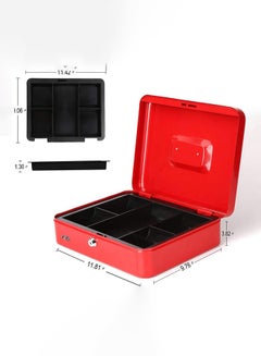 Portable Money Safe Box with Tray And Lock Red 25 x 20 x 9centimeter - v1579759868/N33856329A_4