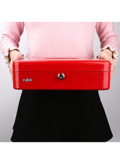 Portable Money Safe Box with Tray And Lock Red 25 x 20 x 9centimeter - v1579759869/N33856329A_5