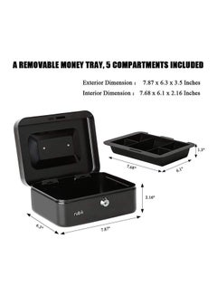 Rubik Portable Money Safe Box with Tray And Lock Black 20 x 17.5 x 9centimeter  - Image 3