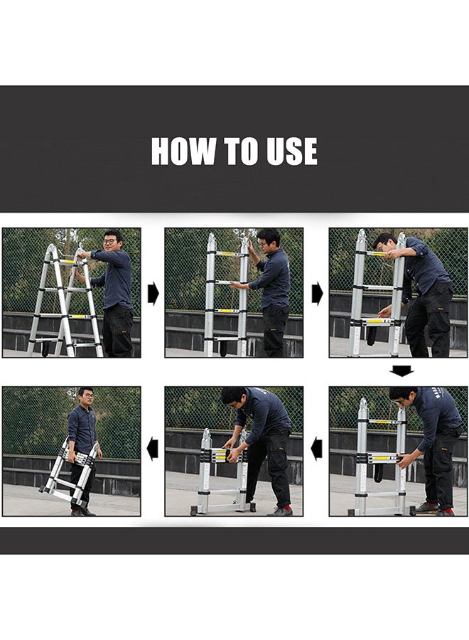 Portable Multi-Use Extension Telescopic Ladder Silver 2.5meter - Image 4