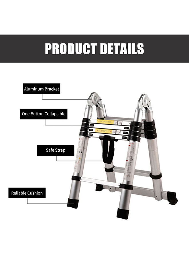 Portable Multi-Use Extension Telescopic Ladder Silver 2.5meter - Image 3