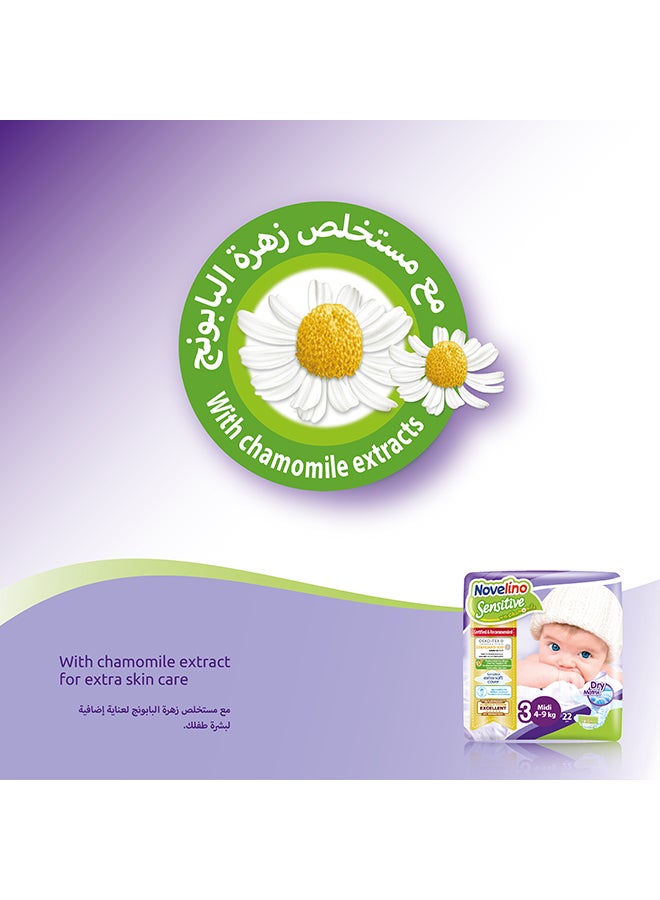 Sensitive Dry Matrix Diaper, Size 3 Midi (4-9 kg)