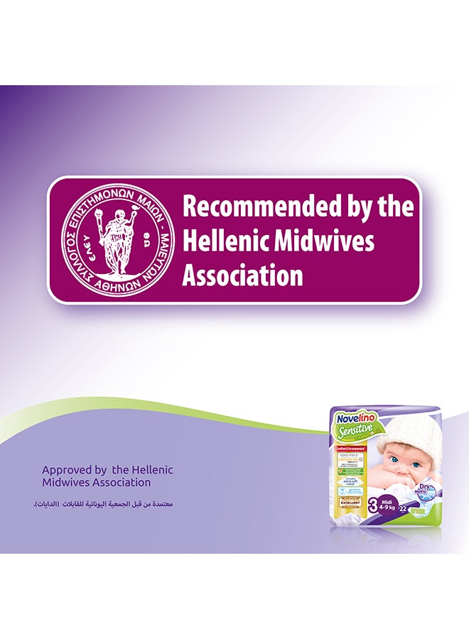 Sensitive Dry Matrix Diaper, Size 3 Midi (4-9 kg)