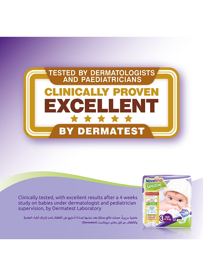 Sensitive Dry Matrix Diaper, Size 3 Midi (4-9 kg)