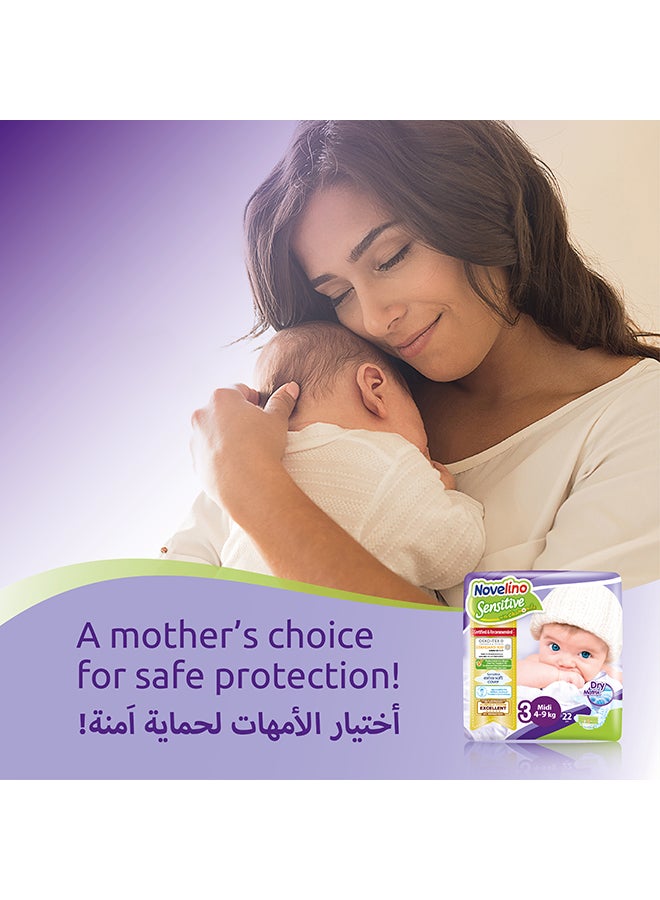 Sensitive Dry Matrix Diaper, Size 3 Midi (4-9 kg)