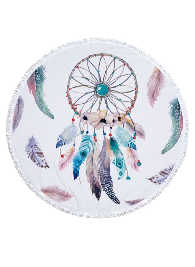 Dream Catcher Printed Round Beach Towel Multicolour 60inch - Image 1