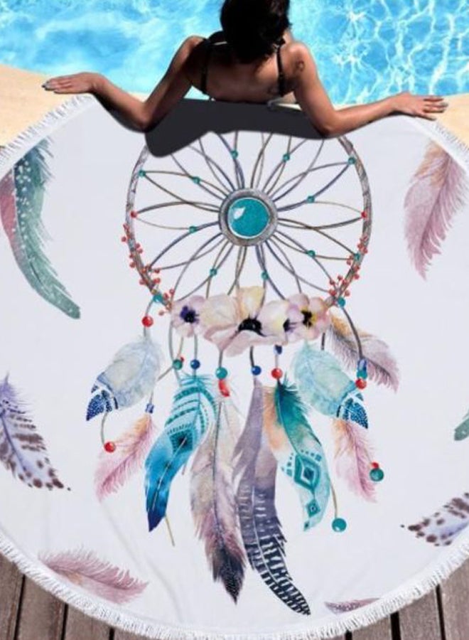 Dream Catcher Printed Round Beach Towel Multicolour 60inch - Image 2