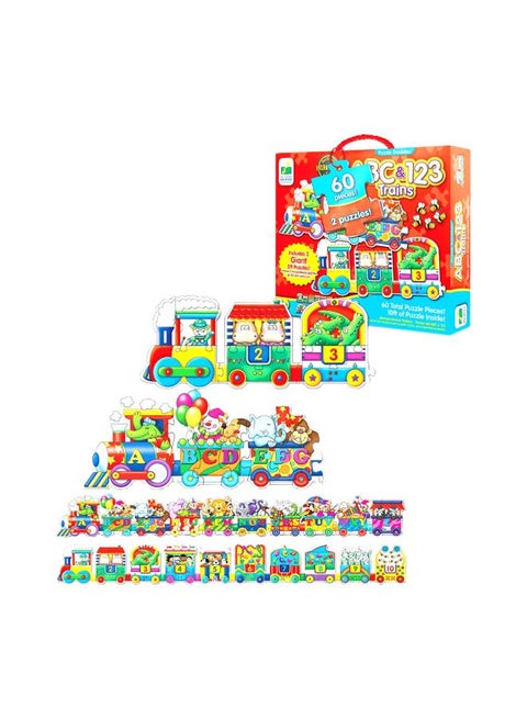 60-Piece Puzzle Doubles ABC And 123 Train Floor Puzzles  854631 10inch