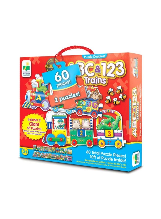 THE LEARNING JOURNEY - 60-Piece Puzzle Doubles ABC And 123 Train Floor Puzzles  854631 10inch - Image 1