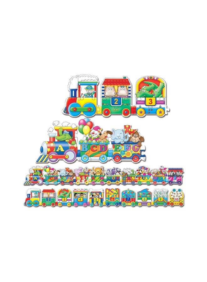 THE LEARNING JOURNEY - 60-Piece Puzzle Doubles ABC And 123 Train Floor Puzzles  854631 10inch - Image 1