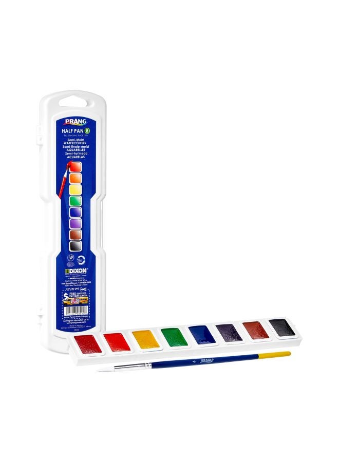 Prang 8-Piece Watercolor Paint Set With Brush And Lid 8000 Multicolour - Image 1