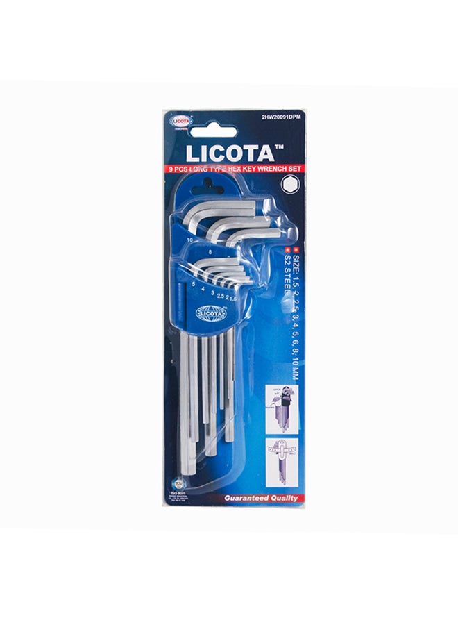 ليكوتا طقم مفاتيح سداسية بذراع طويلة من 9 قطع أزرق / فضي 16X9.5X3.5 - Image 4