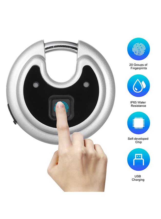 Smart Fingerprint Padlock Black/Silver 11x7x11cm  - Image 5