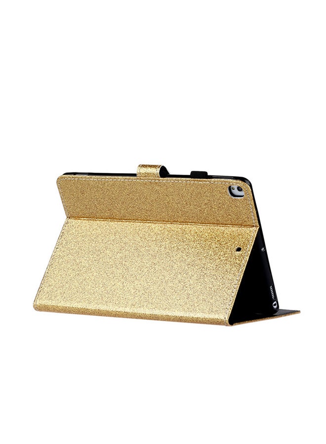 Varnish Glitter Powder Horizontal Flip Leather Case With Holder And Card Slot For Apple iPad 10.2/10.5 Gold  - Image 4