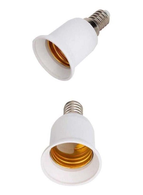 2-Piece E14 to E27 Base Screw Bulb Holder Adapter Set White/Silver/Gold