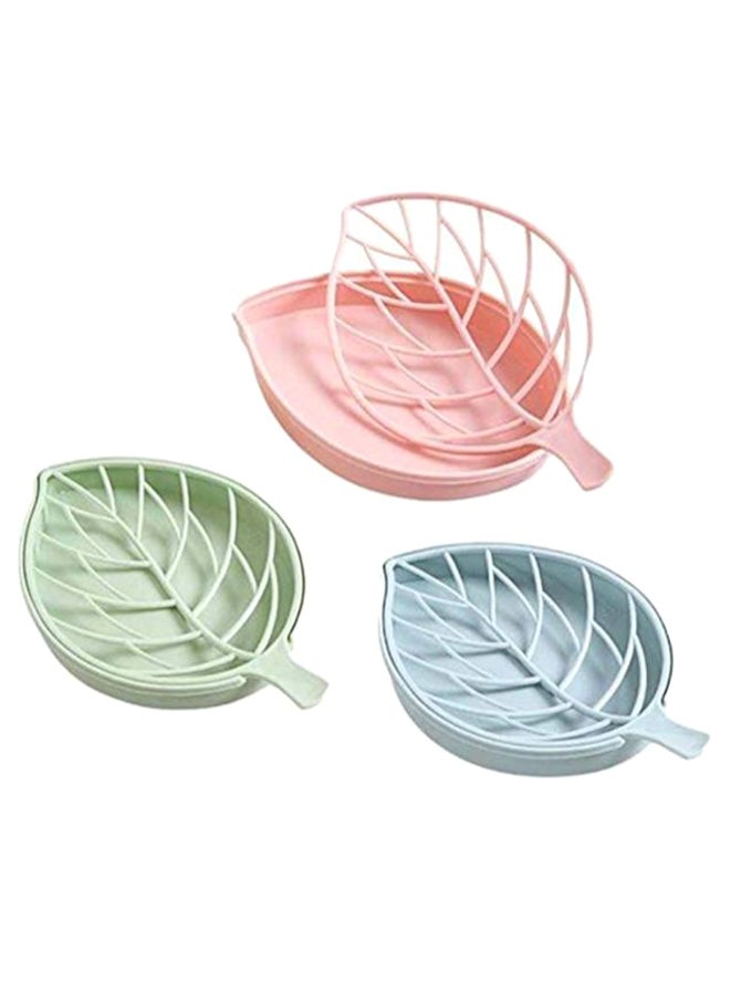 3-Piece Leaf Shape Soap Dish Set multicolor 10.5 x 17.5cm - Image 1