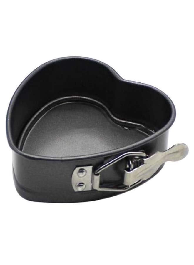 Heart-Shaped Buckle Cake Baking Mould Black/Silver 4inch - Image 1