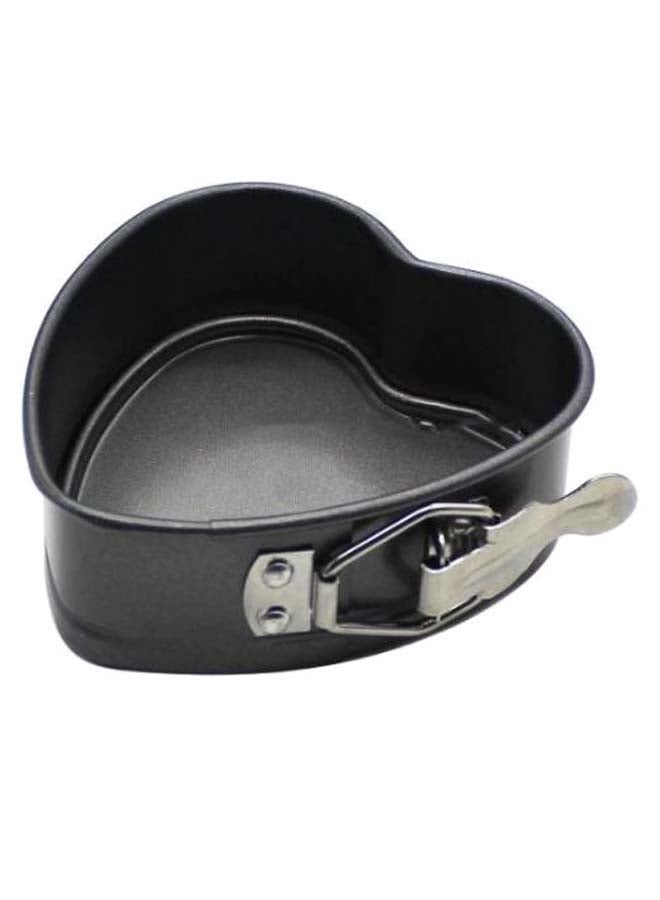 Heart-Shaped Buckle Cake Baking Mould Black/Silver 4inch - Image 1