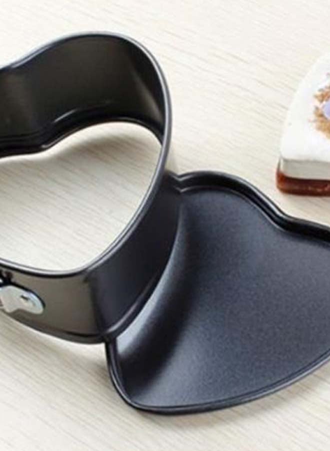 Heart-Shaped Buckle Cake Baking Mould Black/Silver 4inch - Image 2