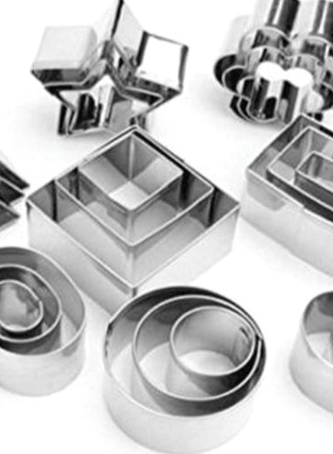 24-Piece Cookie Cutter Mould Set Silver - Image 2