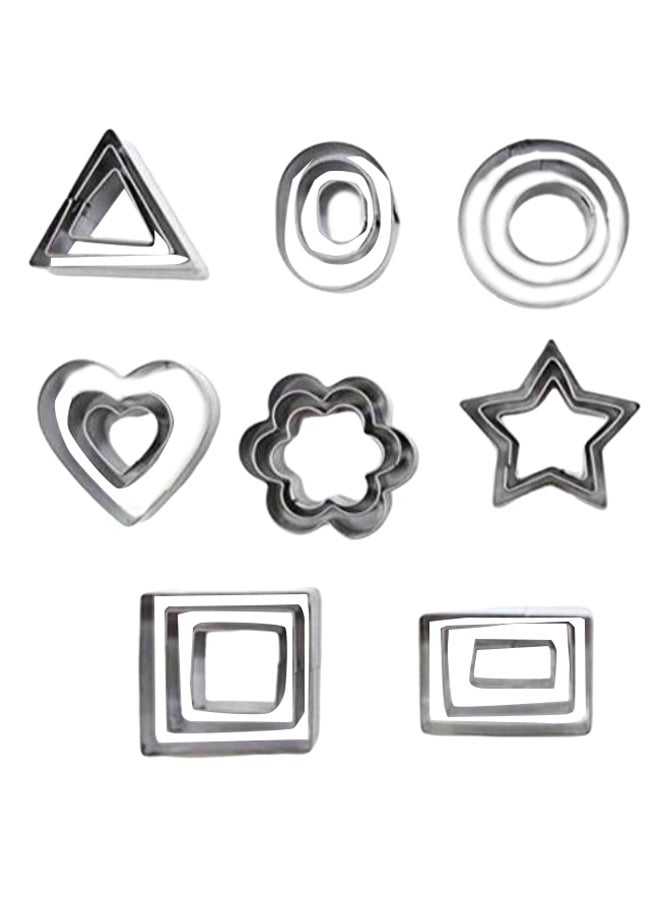 24-Piece Cookie Cutter Mould Set Silver - Image 1