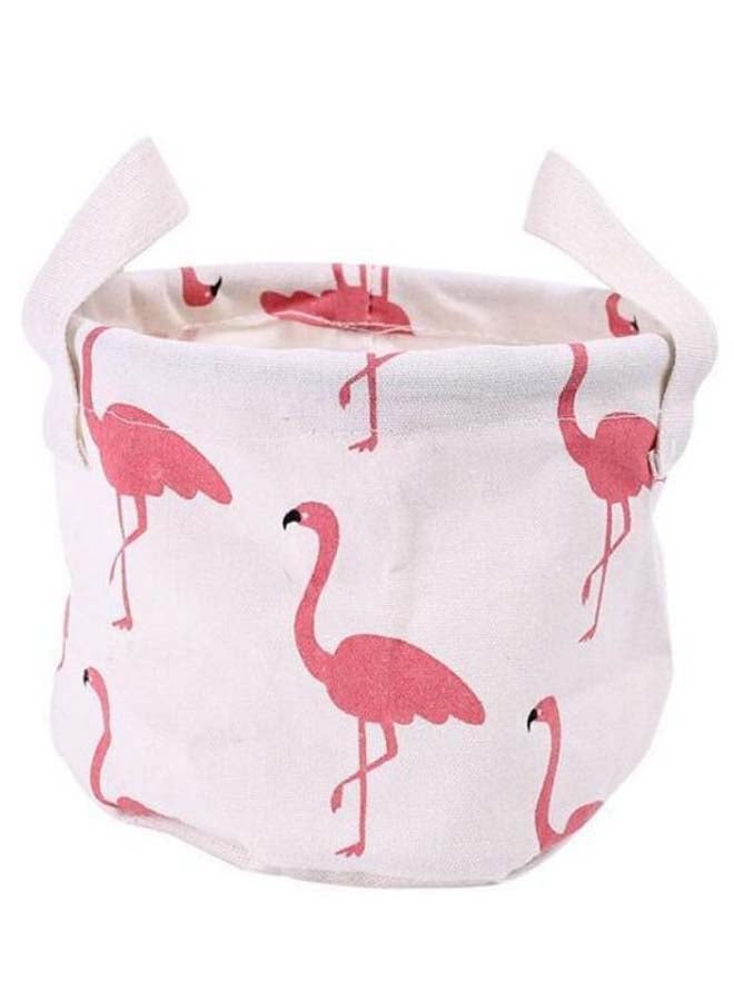 سلة تخزين ضد الماء بطبعة طائر الفلامنجو أبيض/ وردي 14 x 18سم