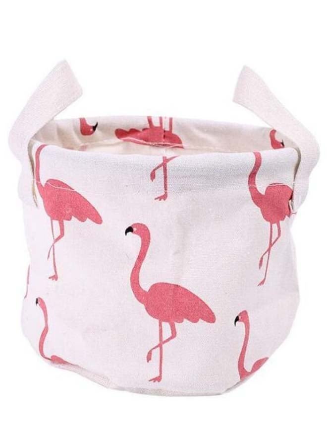 سلة تخزين مضادة للماء بطبعة طائر الفلامنجو. أبيض/ وردي 14 x 18سم