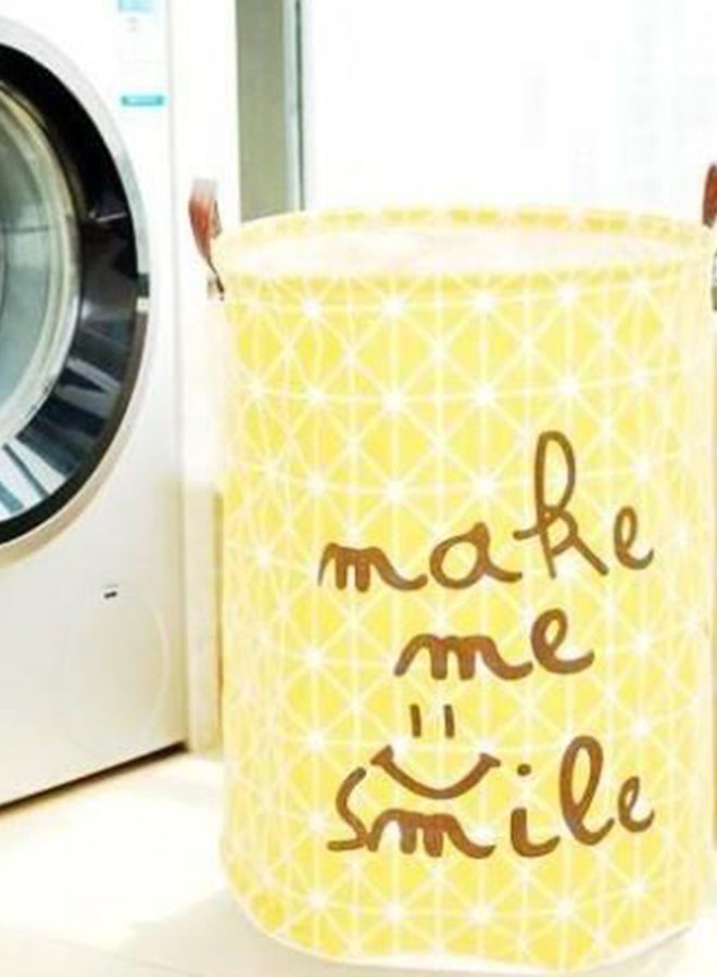 Waterproof Make Me Smile Printed Laundry Bag Yellow/White/Brown 40 x 35cm - Image 2