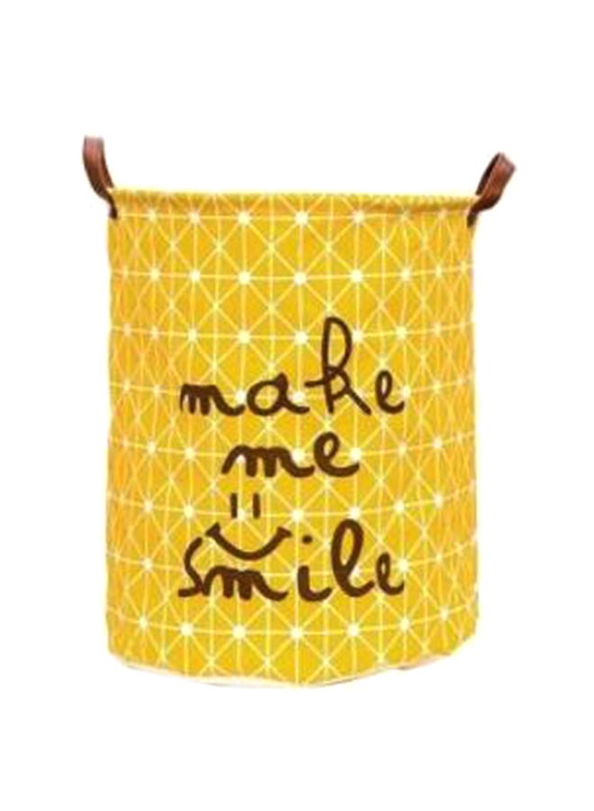 Waterproof Make Me Smile Printed Laundry Bag Yellow/White/Brown 40 x 35cm - Image 1