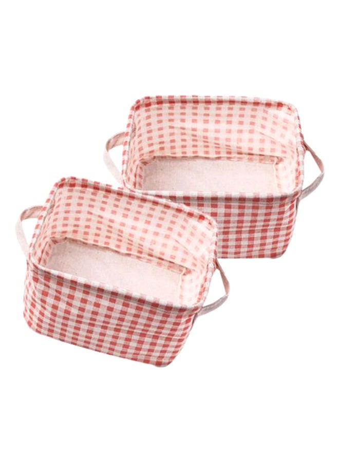 2-Piece Square Shape Storage Basket Set Pink/White 19 x 21cm - Image 1