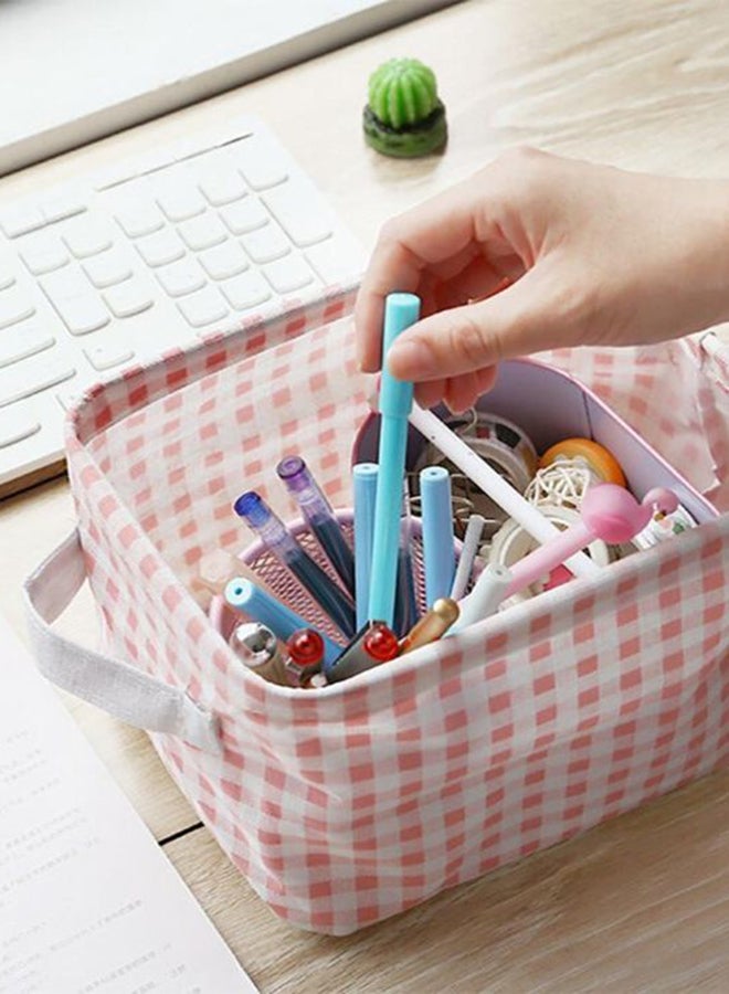 2-Piece Square Shape Storage Basket Set Pink/White 19 x 21cm - Image 2