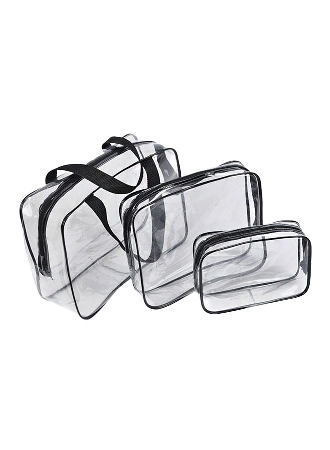 طقم حقائب لمستحضرات التجميل وأدوات الزينة مكون من 3 قطع أسود / شفاف - Image 1