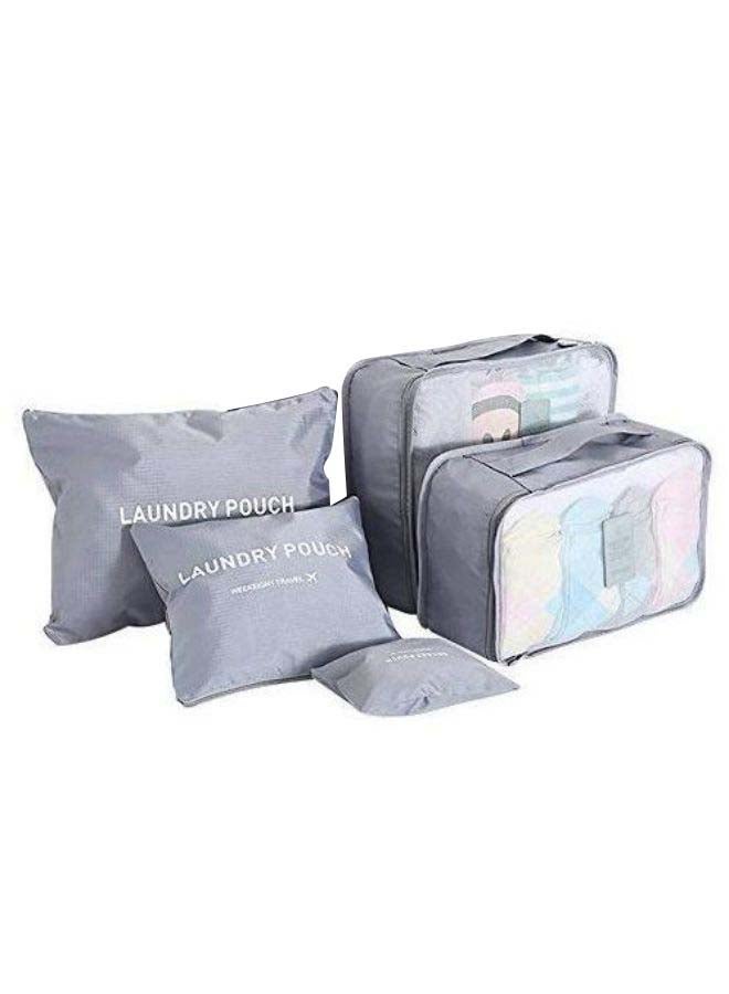 6-Piece Organizer Bag Set With Laundry Pouch Grey  - Image 2