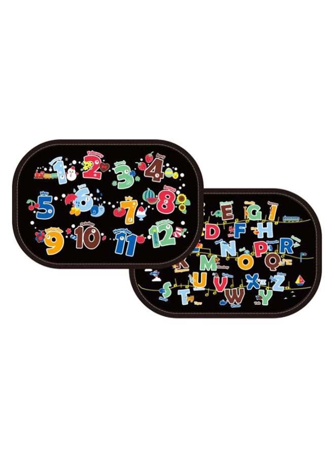 2-Piece Letter And Number Print Side Sunshade Set - Image 1