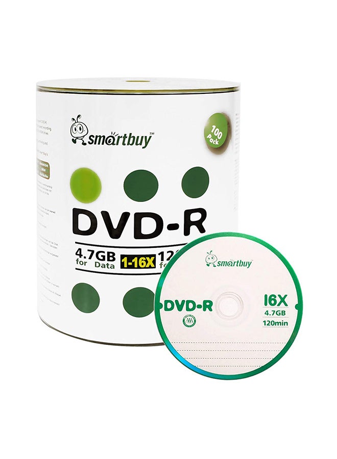 سمارت باي مجموعة أقراص DVD-R للتسجيل مكونة من 100 قطعة B00KALCGUG أبيض - Image 2