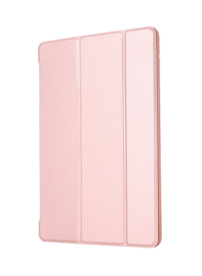 جيبي غطاء حماية قلاب من الجلد بتصميم أفقي قلاب مضاد للصدمات مع حامل ثلاثي الطي لجهاز Apple iPad مقاس 10.2 بوصات ذهبي وردي - Image 1