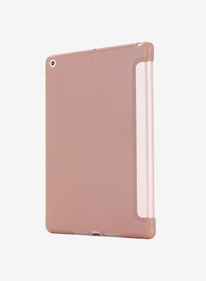 جيبي غطاء حماية قلاب من الجلد بتصميم أفقي قلاب مضاد للصدمات مع حامل ثلاثي الطي لجهاز Apple iPad مقاس 10.2 بوصات ذهبي وردي - Image 2