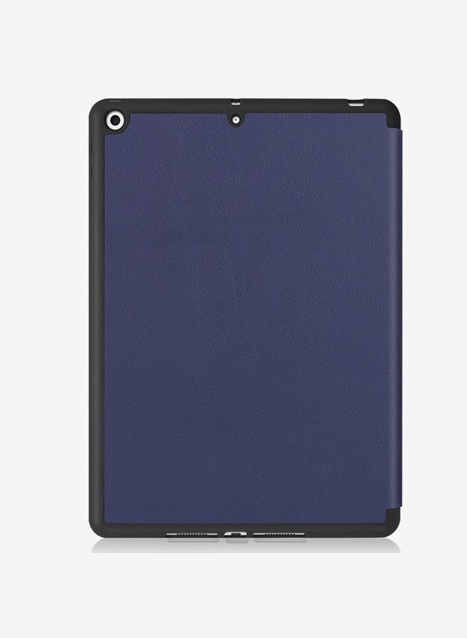 Custer Texture Horizontal Flip Smart TPU Leather Case With Sleep/Wake-up Function/Three-folding Holder And Pen Slot For Apple iPad 10.2 Dark Blue - Image 2