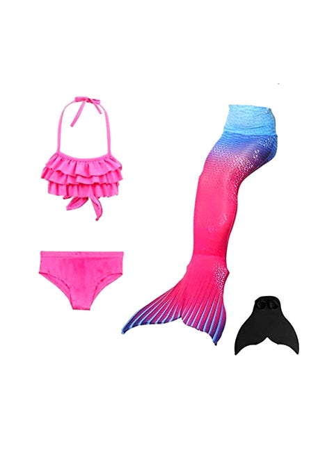 4-Piece Mermaid Swimsuit With Flipper Set