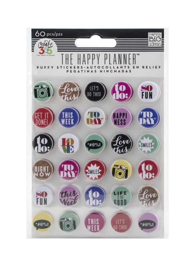 مي آند ماي بيج آيدياز ملصقات منتفخة Happy Planner من 60 قطعة طراز PUF-01