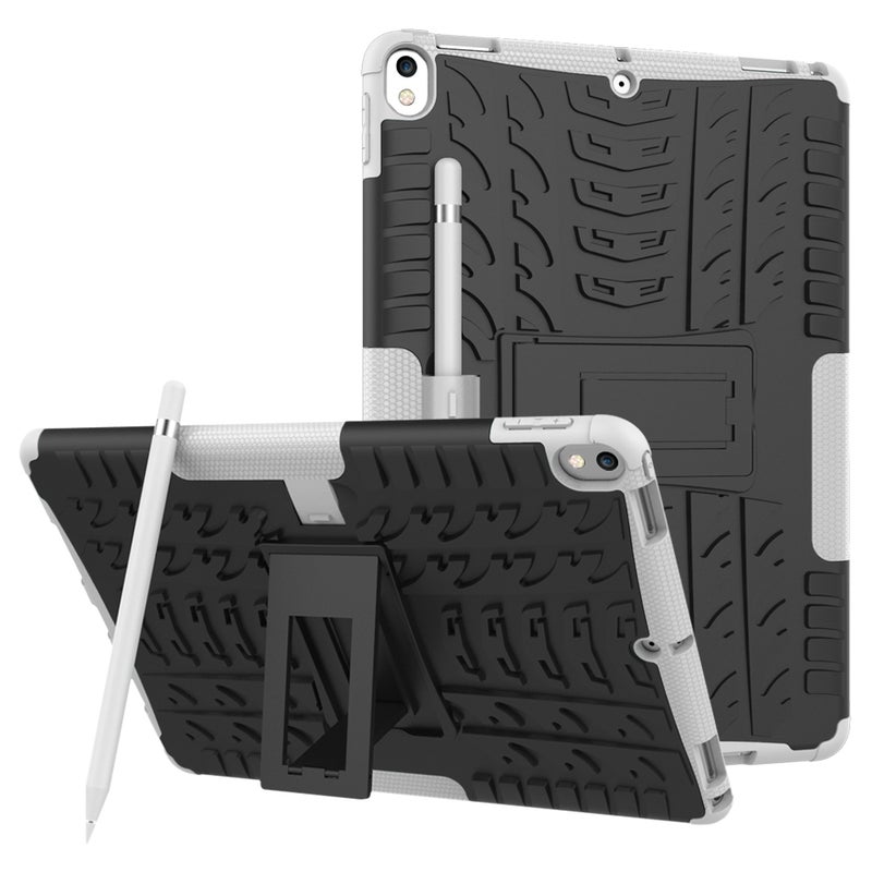 Tire Texture TPU+PC Shockproof Case Cover With Holder And Pen Slot For iPad Air 2019 White - Image 2