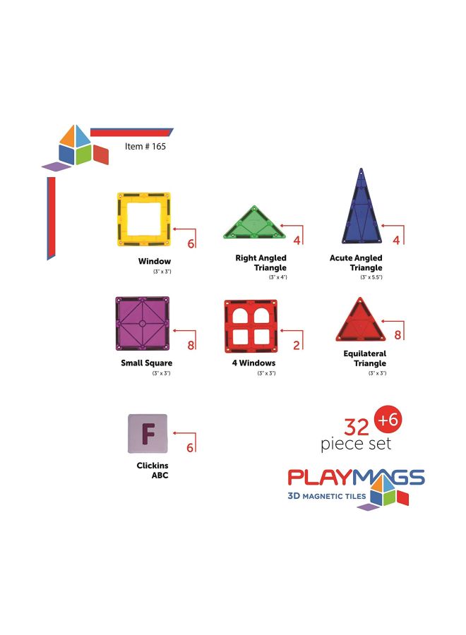 Playmags 165 38-Piece Magnetic Tile Set 38 3+ Years - Image 3