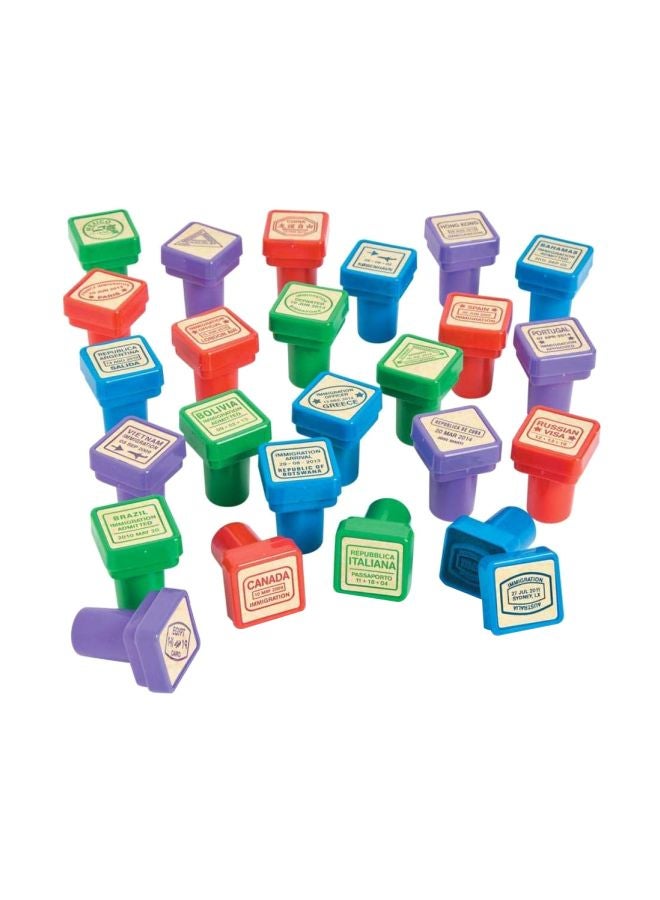 فن إكسبريس مجموعة أختام جوازات سفر من البلاستيك للحرف اليدوية مكونة من 24 قطعة متعدد الألوان