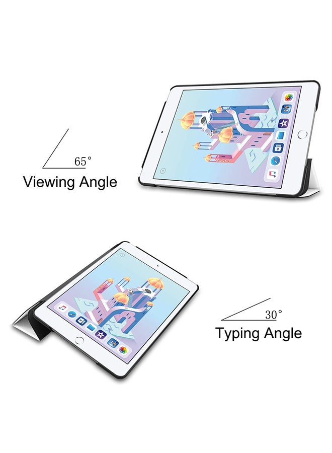Protective Case Cover With Three-folding Holder And Sleep / Wake-Up Function For Apple iPad Mini 4 / Mini 5 White - Image 4