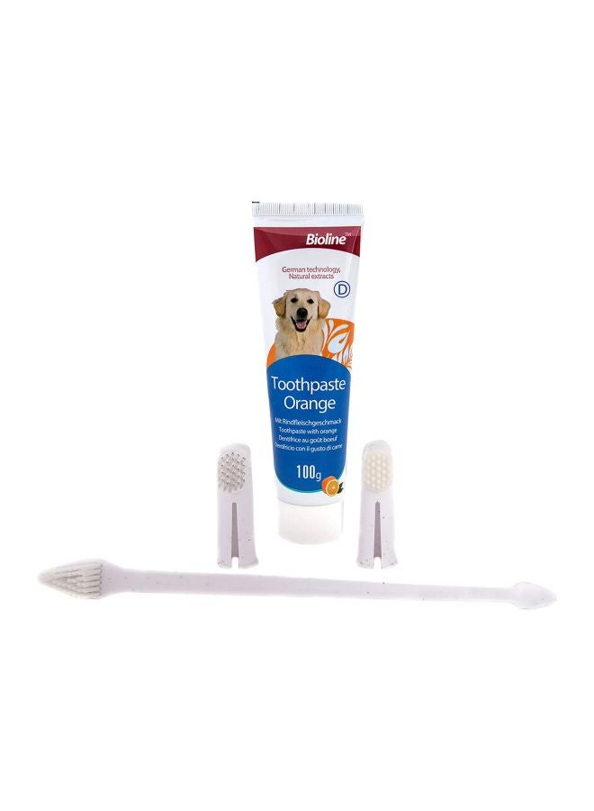 بايولاين طقم معجون أسنان بالبرتقال مع فرشاة أسنان ورأس فرشاة أبيض - Image 1