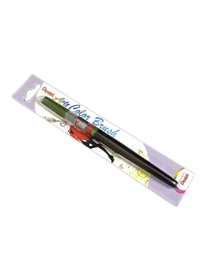 بنتل قلم حبر جاف بفرشاة تلوين فنية أخضر زيتوني - Image 3