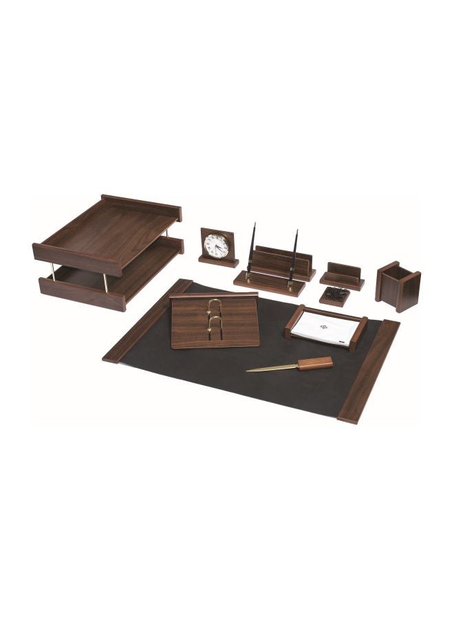 Bestar 11-Piece Wooden Desk Set Walnut 