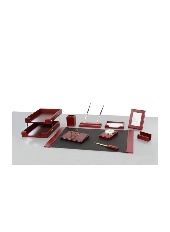 Bestar 10-Piece Wooden Desk Set Mahogany - Image 2