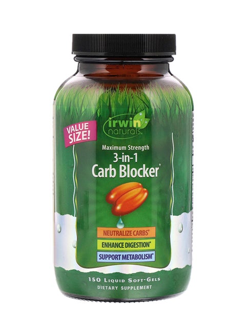 3-In-1 Maximum Strength Carb Blocker-150 Liquid Soft-Gels